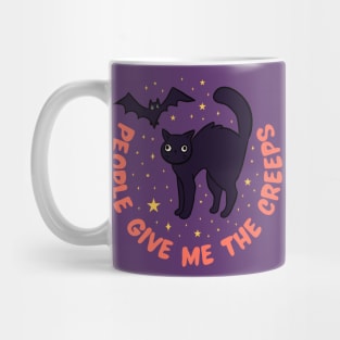 People give me the creeps a funny Halloween black cat Mug